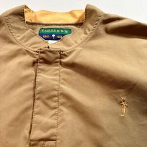 Vintage Eagles Ridge Golf Vest Mens XL Khaki Windbreaker Pullover Sleeveless